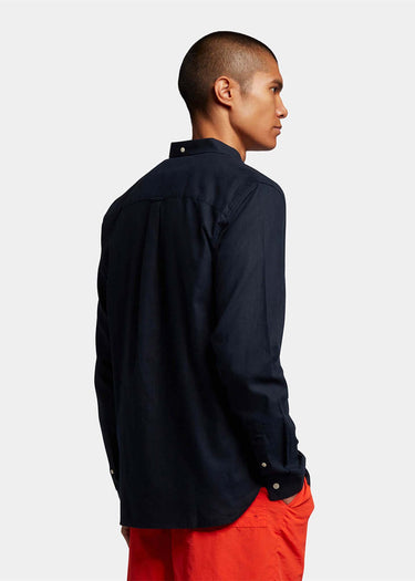 Lyle & Scott Overhemden Cotton linen shirt - dark navy