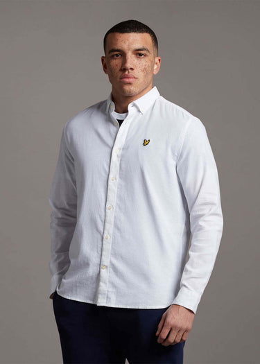 Lyle & Scott Overhemden Cotton linen shirt - white