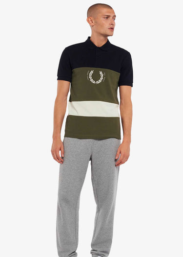 Fred Perry Polo's Printed colour block poloshirt - navy