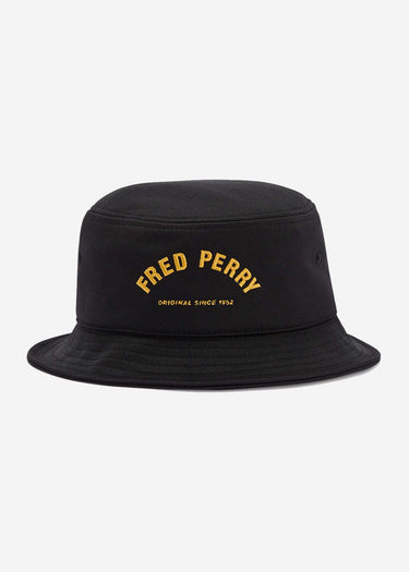 Fred Perry Bucket Hats Arch branded tricot bucket hat - black