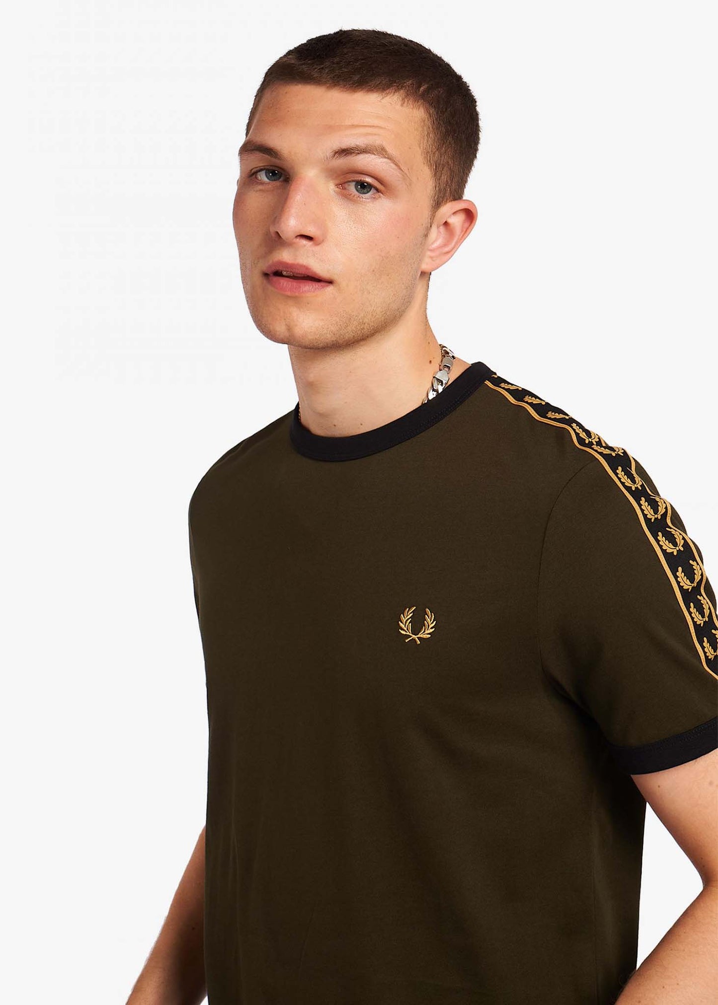 Fred Perry T-shirts Gold taped ringer t-shirt - hunting green