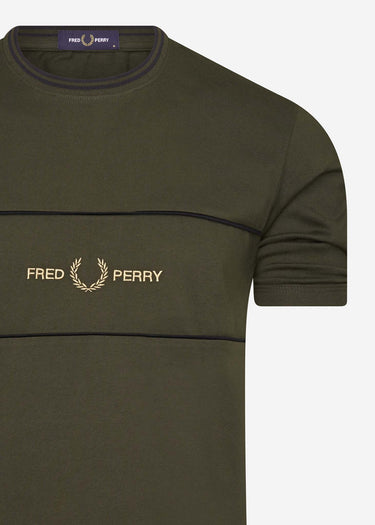 Fred Perry T-shirts Embroidered panel t - hunting green