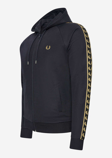 Fred Perry Vesten Gold tape hooded track jacket - navy