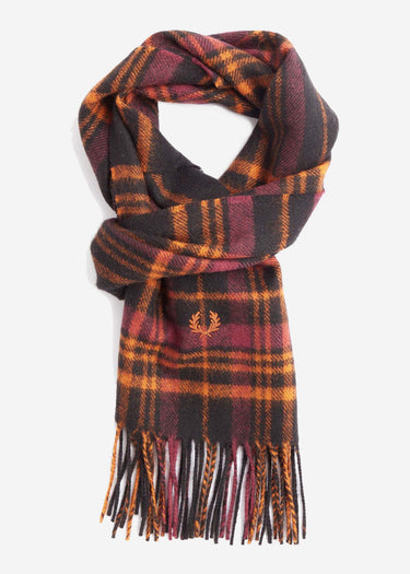 Fred Perry Sjaals Redacted tartan scarf - oxblood