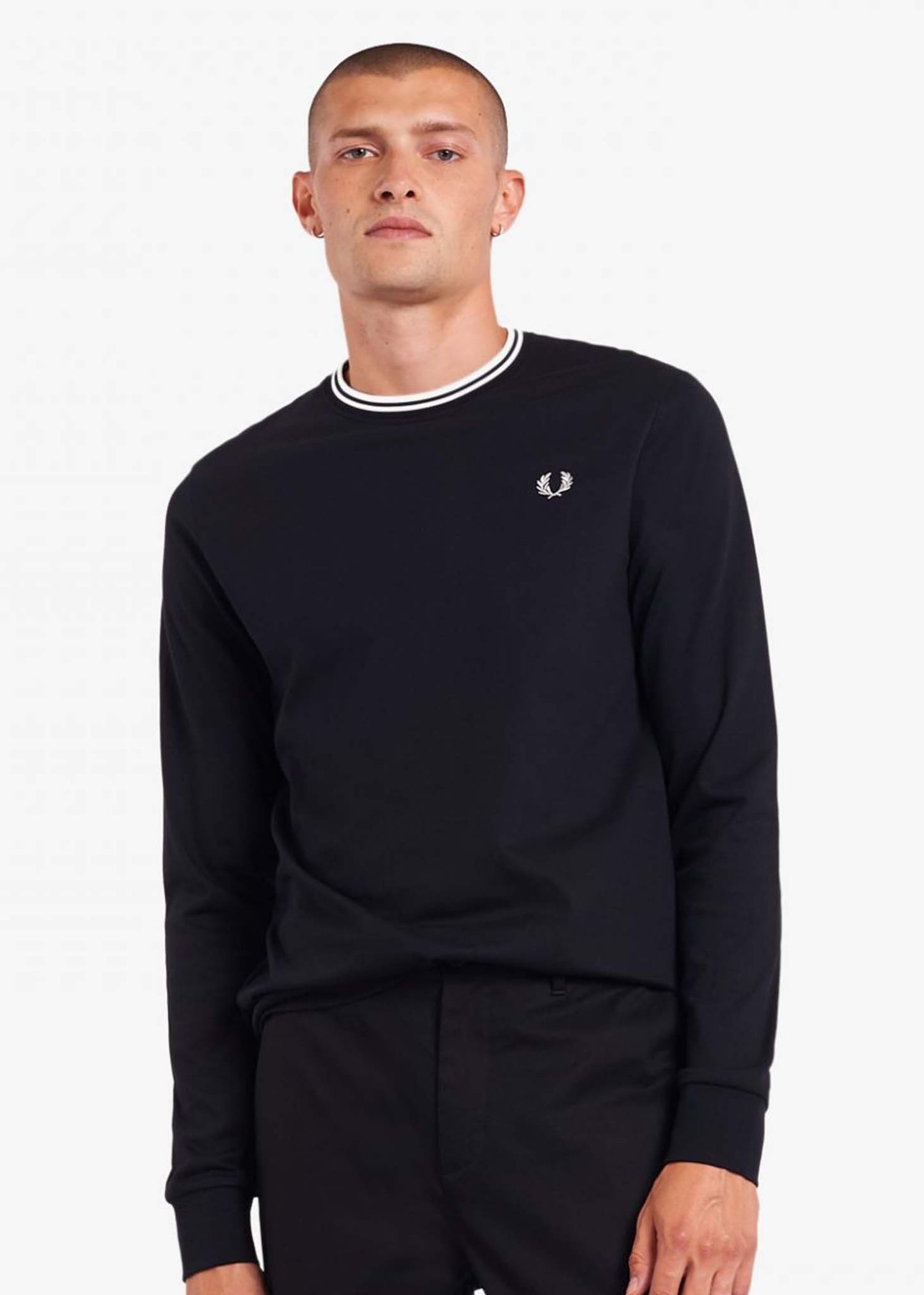 Fred Perry Longsleeve Tees Twin tipped longsleeve tee- black