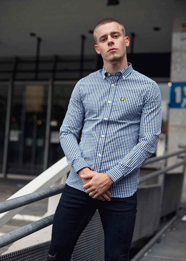 Lyle & Scott Overhemden Slim fit gingham shirt - navy white