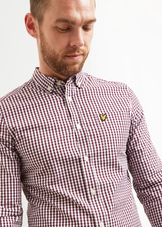 Lyle & Scott Overhemden Slim fit gingham shirt - burgundy white