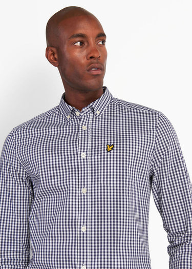 Lyle & Scott Overhemden Slim fit gingham shirt - navy white