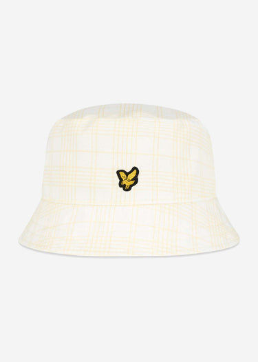 Lyle & Scott Bucket Hats Reversible check bucket hat - white lemon