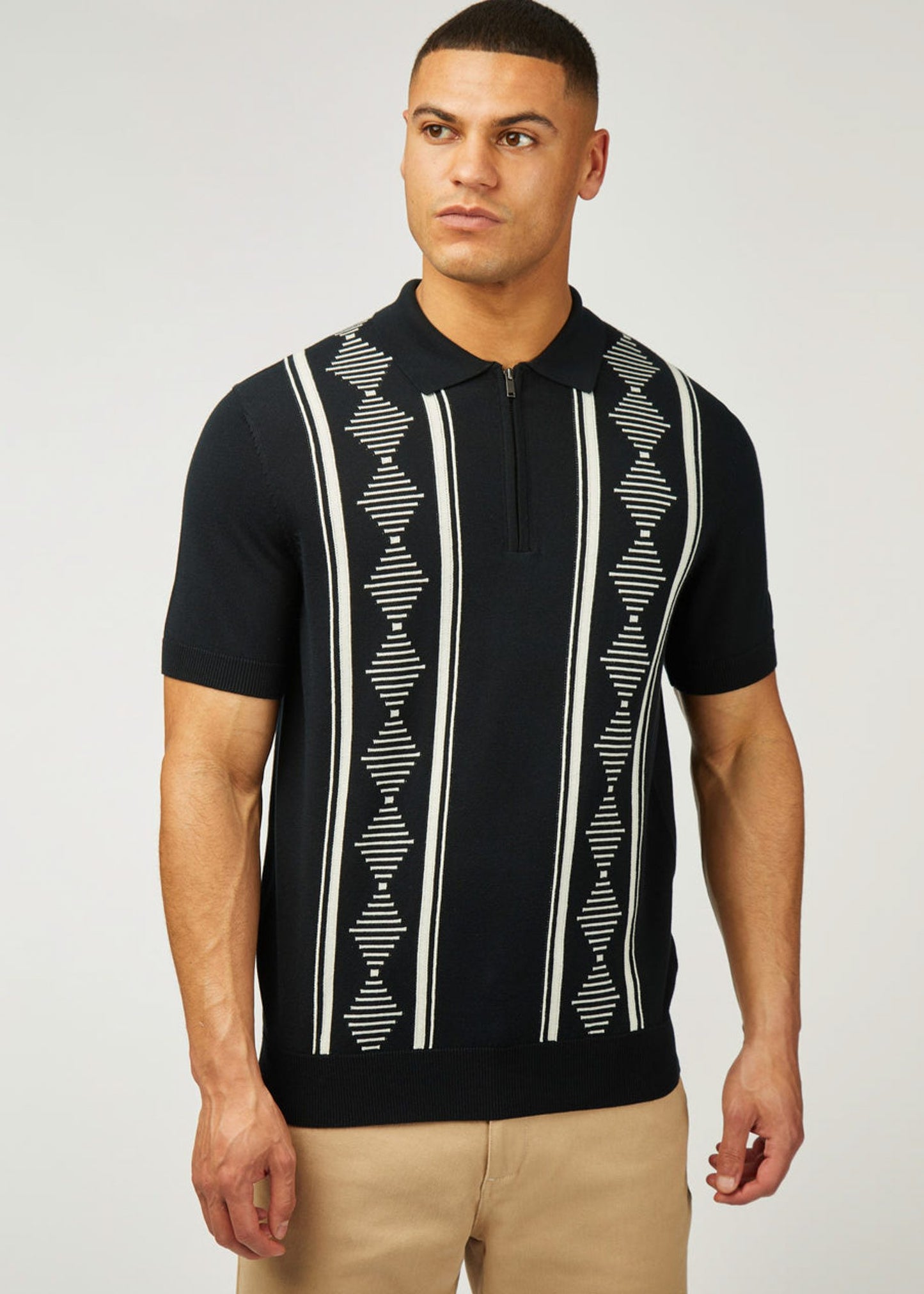 Ben Sherman Polo's  Argyle jacquard polo - black 