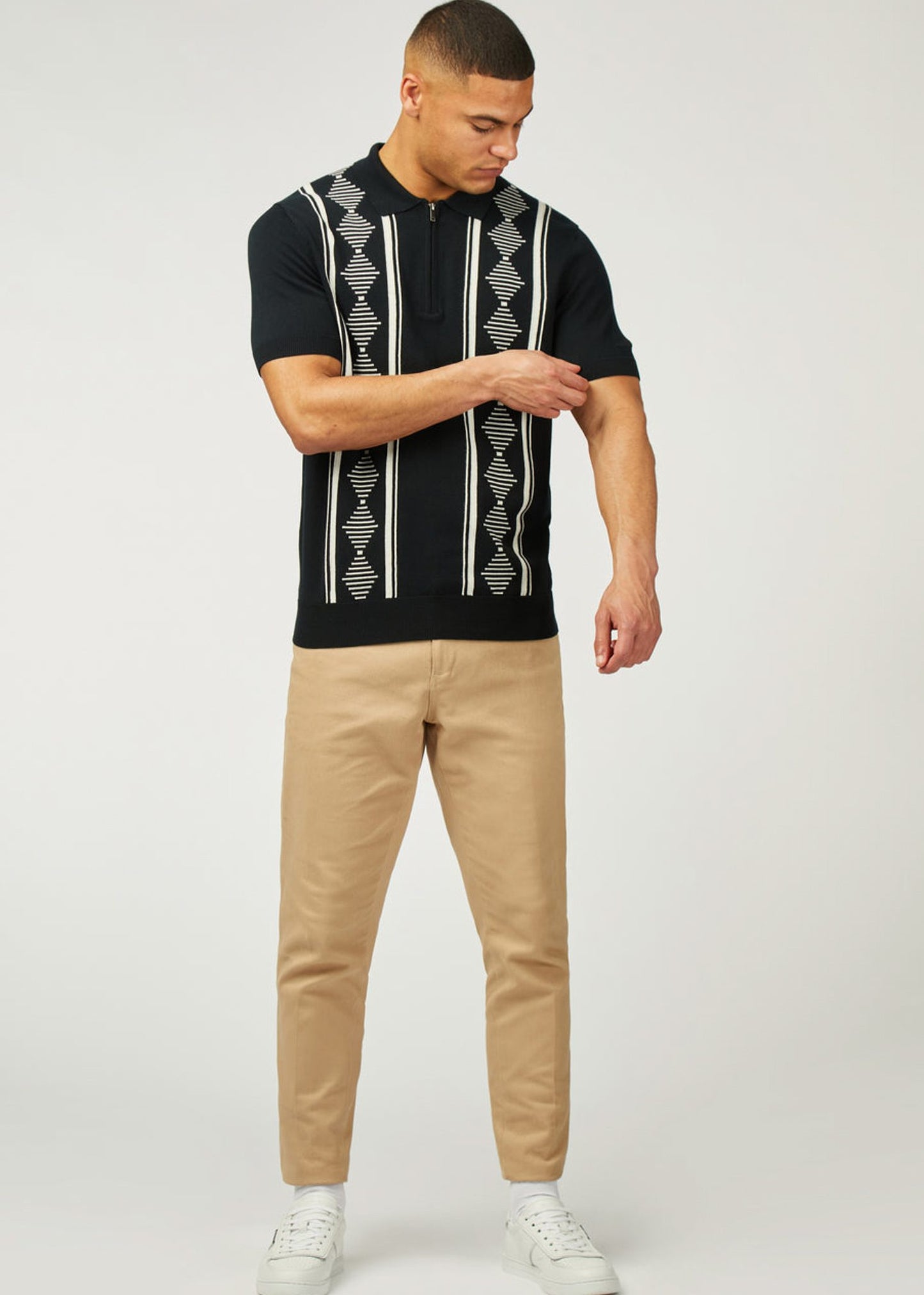 Ben Sherman Polo's  Argyle jacquard polo - black 