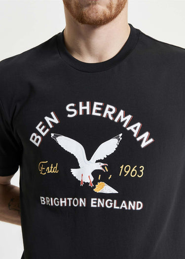 Ben Sherman T-shirts Brighton seagull - black