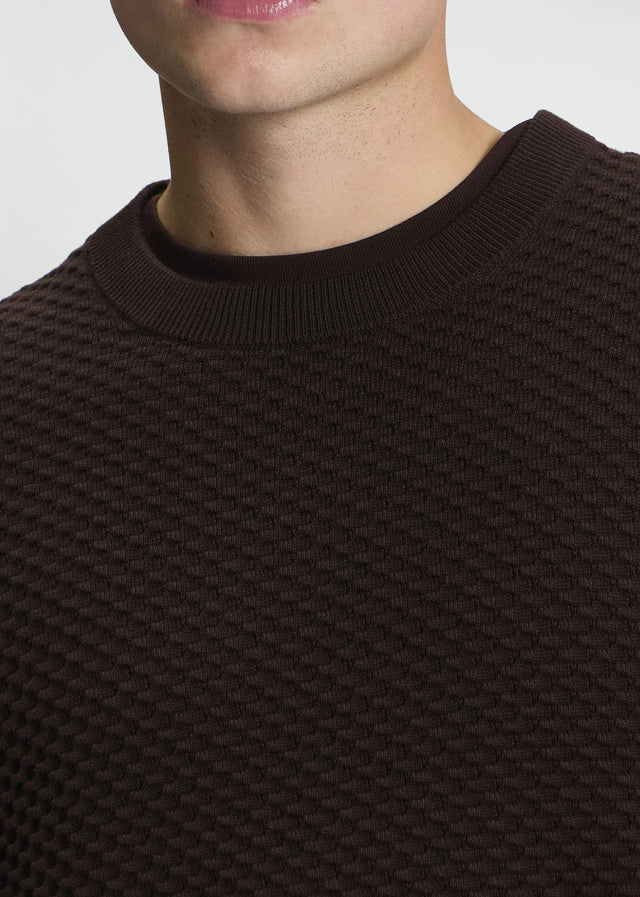 Ben Sherman Truien Texture front crew - dark brown