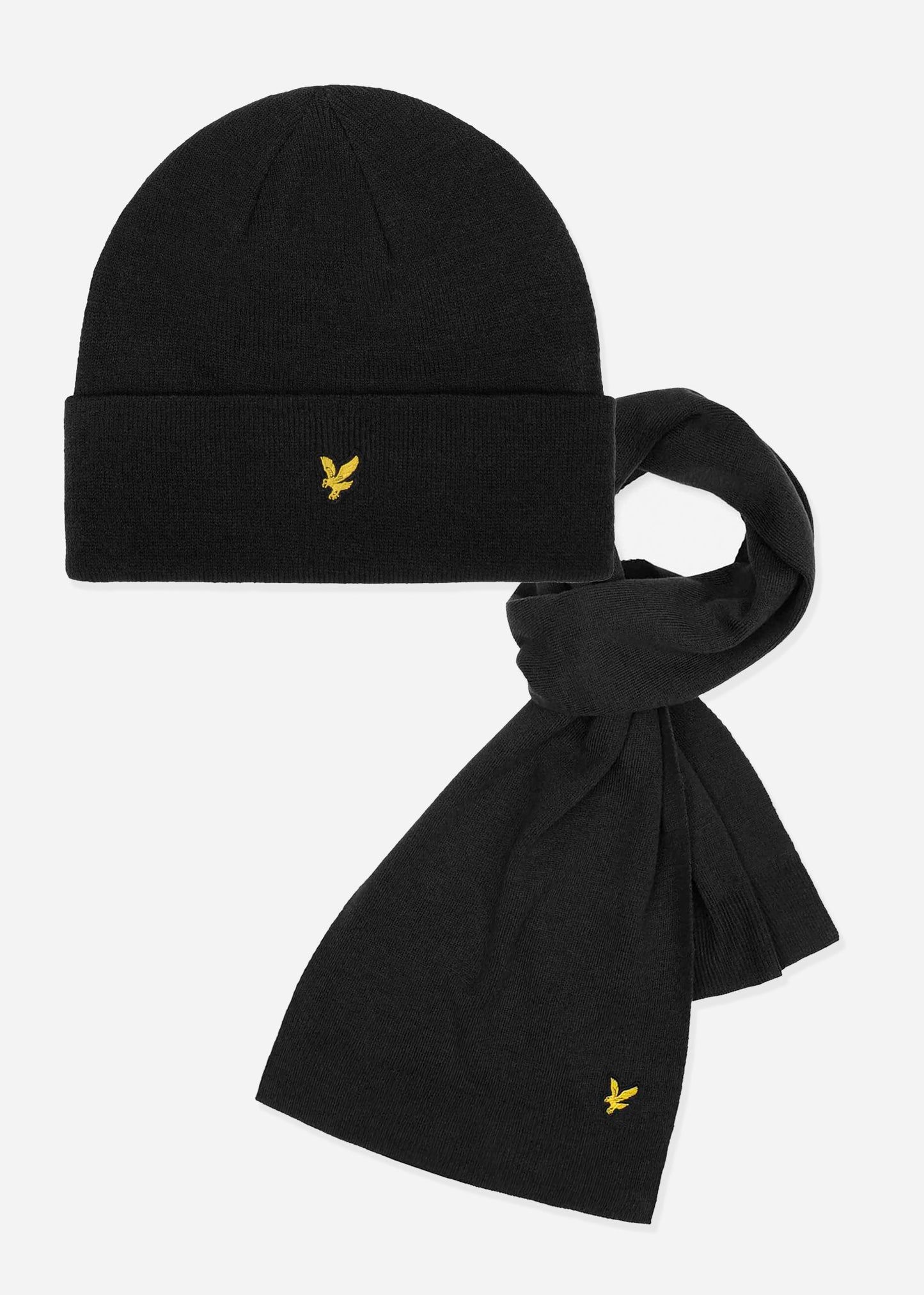 Lyle & Scott Mutsen Beanie & Scarf set - true black