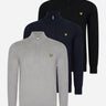 Lyle & Scott Truien Bundle cotton merino quarter zip jumper - jet black - dark navy - mid grey marl