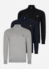 Lyle & Scott Truien 3 Pack cotton merino quarter zip jumper - jet black - dark navy - mid grey marl