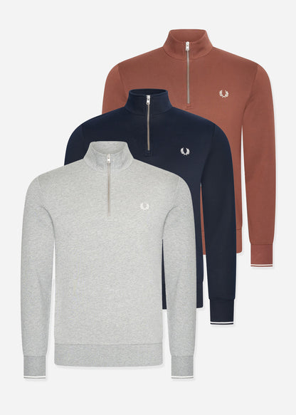 Fred Perry Truien 3 Pack half zip sweatshirt - navy - whisky brown porridge marl - steel marl