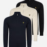 Lyle & Scott Truien Bundle cotton merino quarter zip jumper - jet black - cove - dark navy