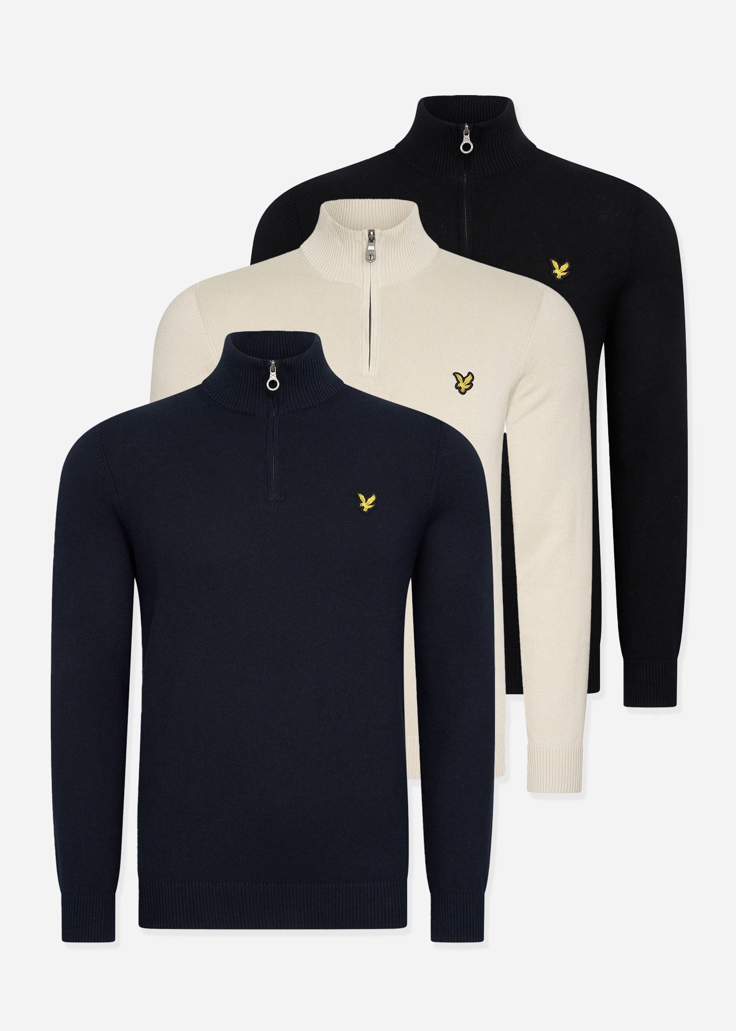 Lyle & Scott Truien  3 Pack cotton merino quarter zip jumper - jet black - cove - dark navy 