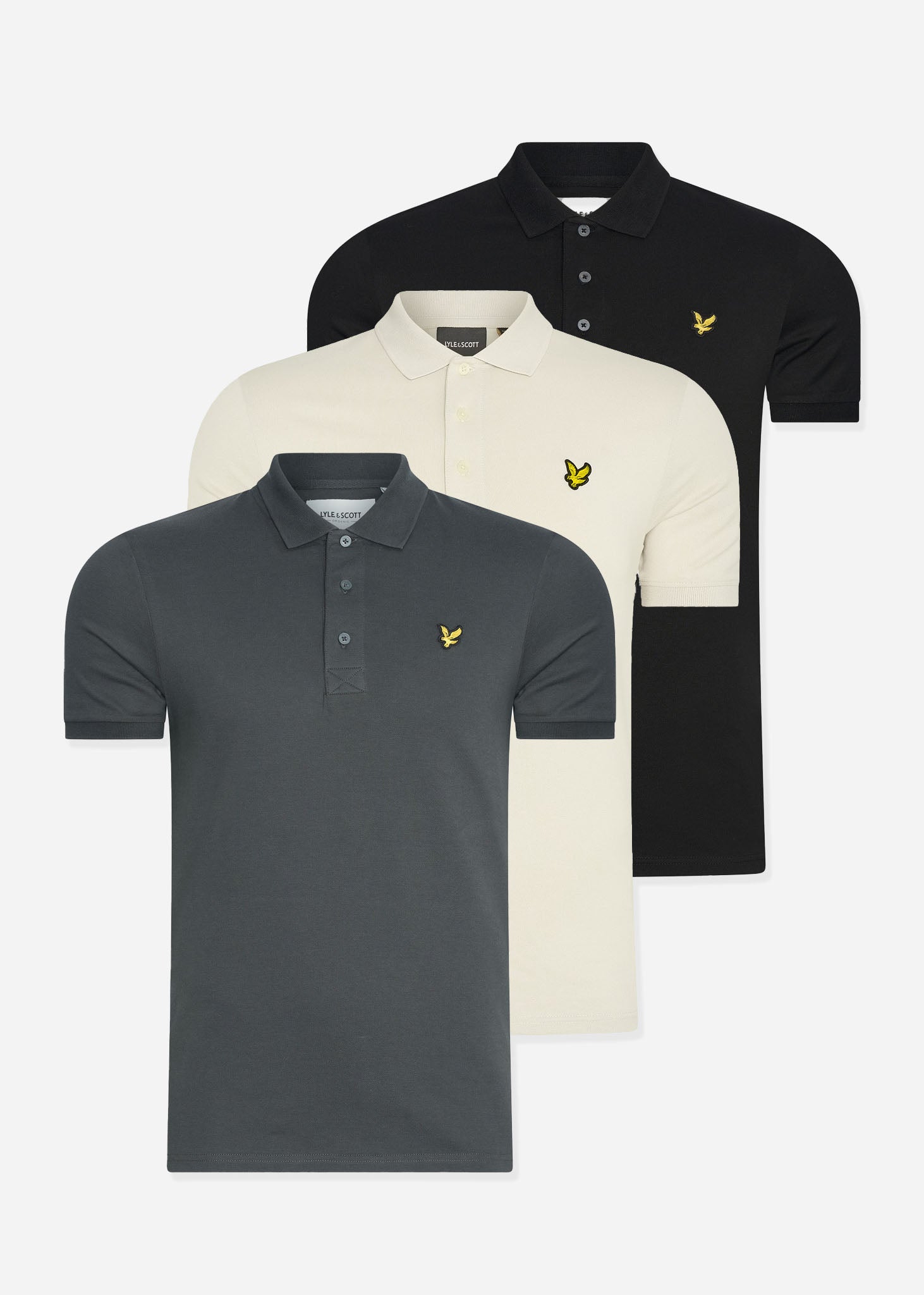 Lyle & Scott Polo's  3 pack plain polo shirt - gunmetal - jet black - cove 