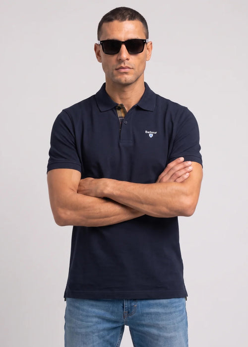 Barbour tartan pique tailored polo shirt - new navy