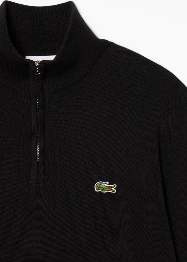 Lacoste Truien Regular fit high zipped neck sweater - black
