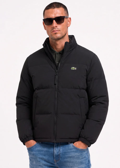 Water-repellent packable hood down jacket - black