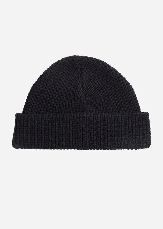 Fred Perry Mutsen  Patch brand waffle knit beanie - oatmeal dark caramel 