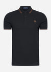 Fred Perry Polo's  Twin tipped fred perry shirt - black whisky brown 