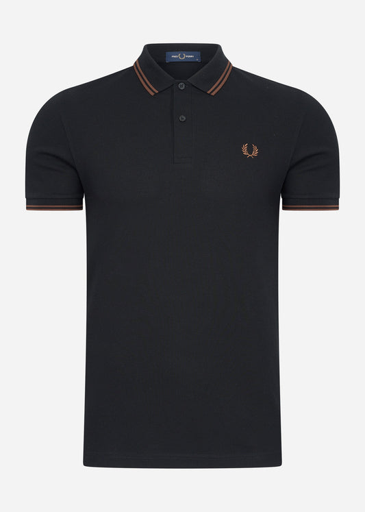 Fred Perry Polo's  Twin tipped fred perry shirt - black whisky brown 