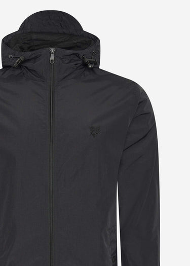 Lyle & Scott Jassen  Tonal eagle zip through hooded jacket - jet black 