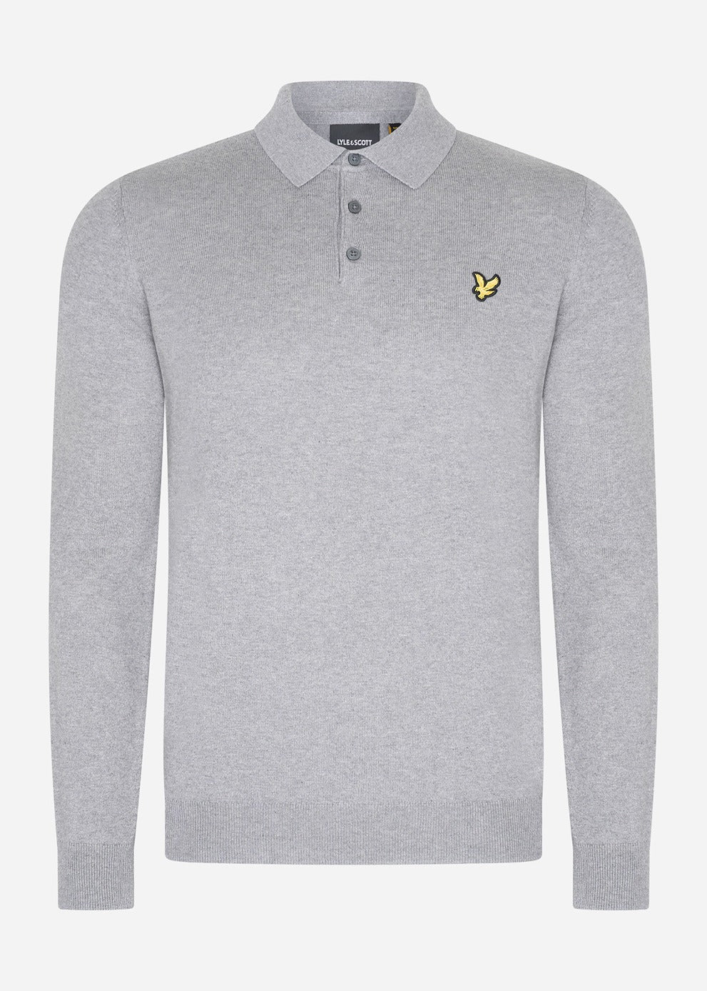 Lyle & Scott Truien  Cotton merino long sleeve knitted polo - mid grey marl 