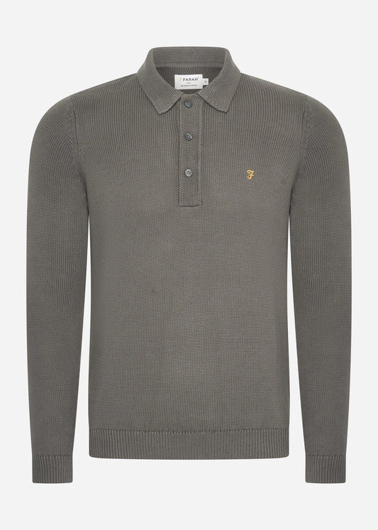 Farah Truien  Sweater hamlet knit ls polo - charcoal 