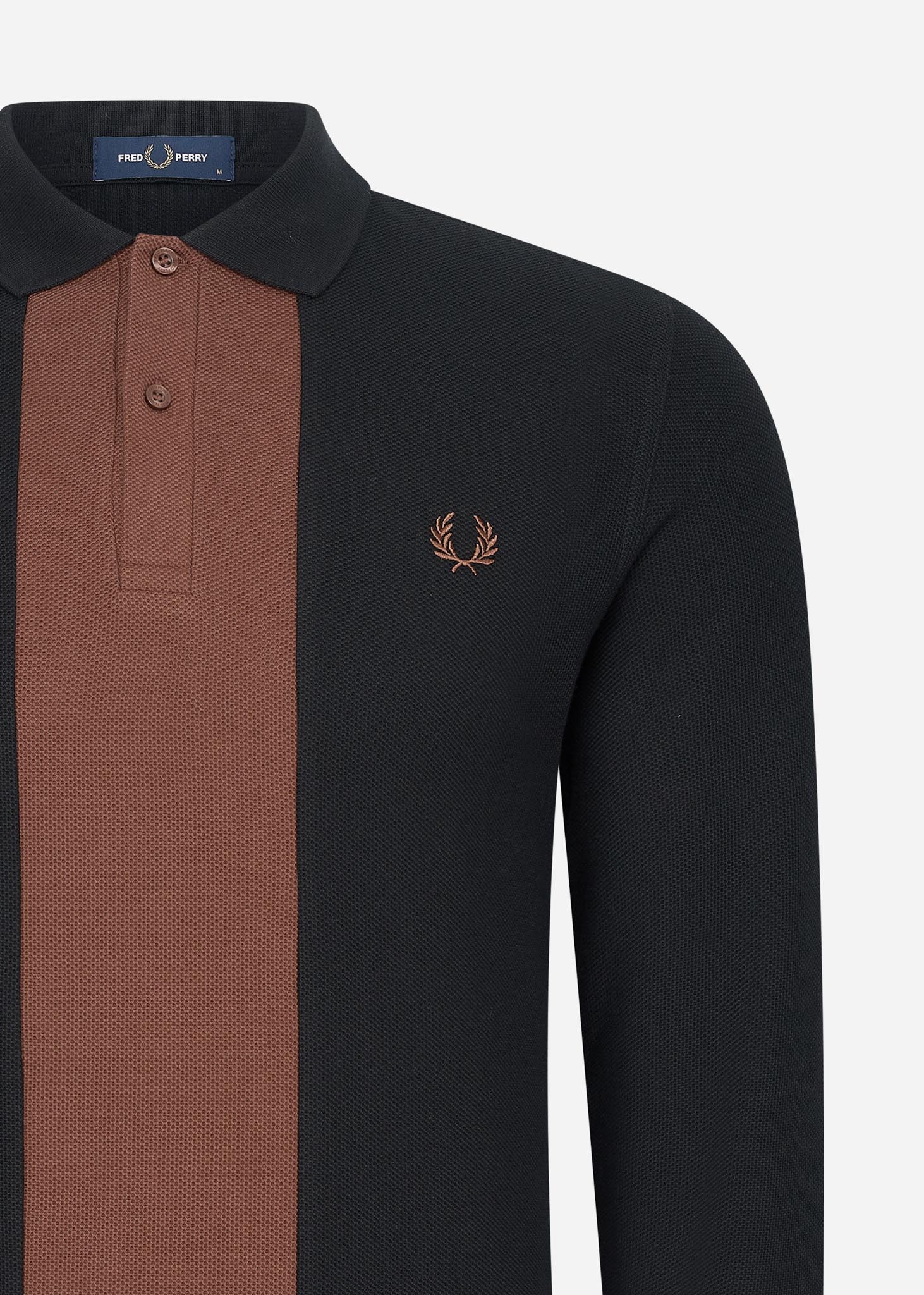 Fred Perry Longsleeve Polo's  Panelled long sleeve polo shirt - black 