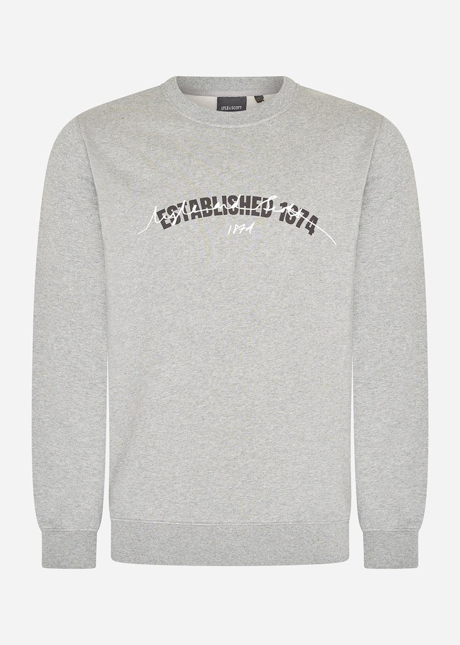 Lyle & Scott Truien  Established 1874 graphic crew neck sweatshirt - mid grey marl 