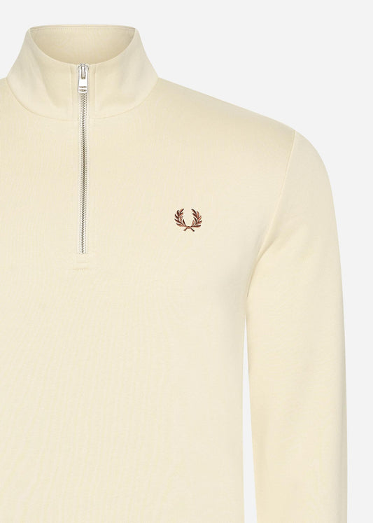 Fred Perry Truien  Half zip sweatshirt - oatmeal whisky brown 