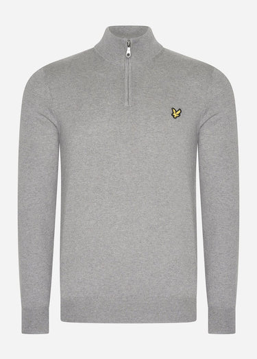 Lyle & Scott Truien  Cotton merino quarter zip jumper - mid grey marl 