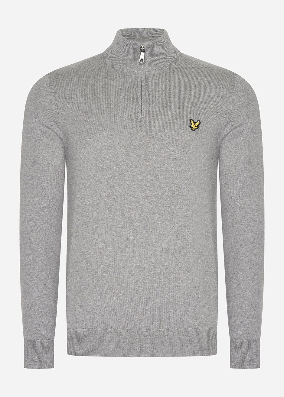 Lyle & Scott Truien  Cotton merino quarter zip jumper - mid grey marl 