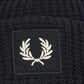 Fred Perry Mutsen  Patch brand waffle knit beanie - oatmeal dark caramel 