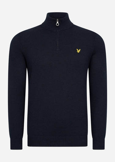Lyle & Scott Truien Bundle cotton merino quarter zip jumper - jet black - cove - dark navy