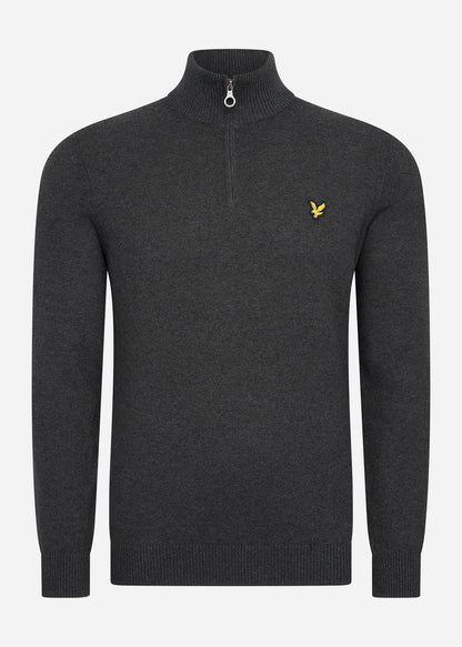 Lyle & Scott Truien  Cotton merino quarter zip jumper - charcoal marl 