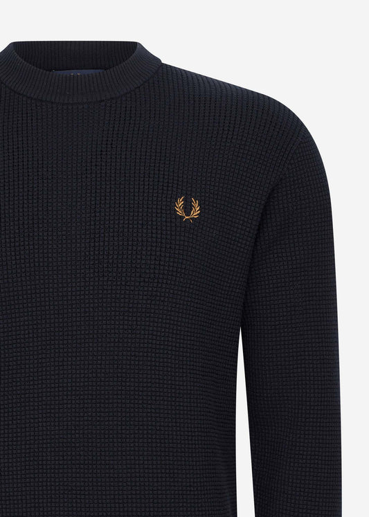 Fred Perry Truien  Waffle stitch jumper - navy 