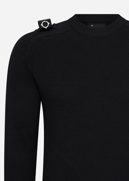 MA.Strum Truien  Milano knit crew neck - jet black 