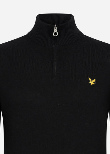 Lyle & Scott Truien Bundle cotton merino quarter zip jumper - jet black - cove - dark navy