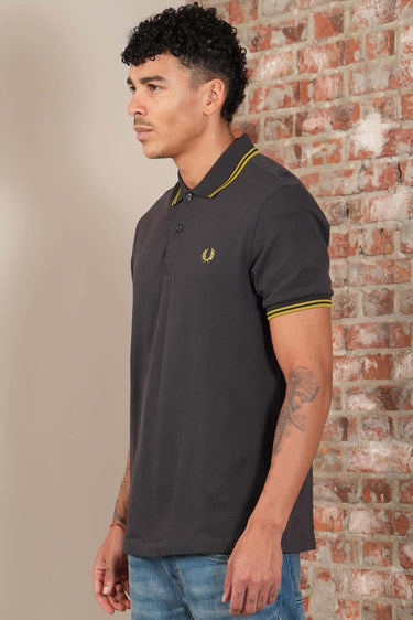 Fred Perry Polo's Twin tipped fred perry shirt - Anchor Grey Tennis Ball Yellow