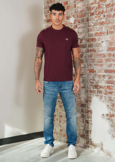 Fred Perry T-shirts Contrast tape ringer t-shirt - oxblood champagne