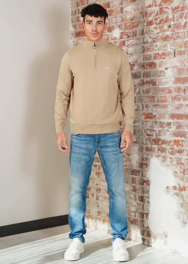 Barbour Truien Barbour lingwood compact cotton half zip sweater - washed stone