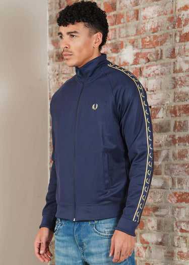 Fred Perry Vesten Contrast tape track jacket - tennis blue champagne