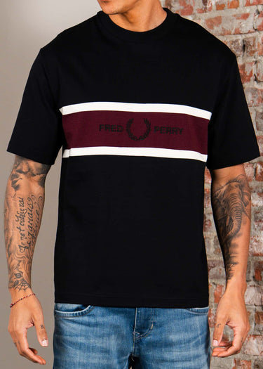 Fred Perry T-shirts Embroidered panel t-shirt - black