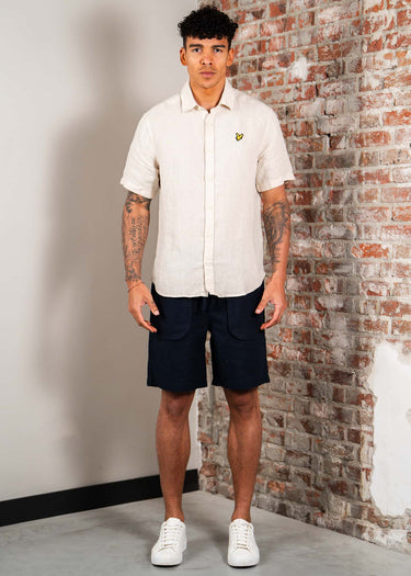 Lyle & Scott Overhemden Short sleeve linen blend shirt - cove